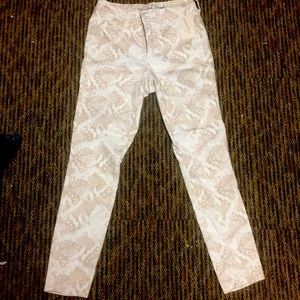 High rise skinny snake imprinted pants